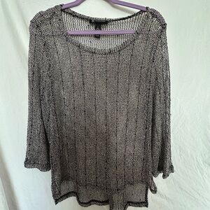Black and Gray Knit Top